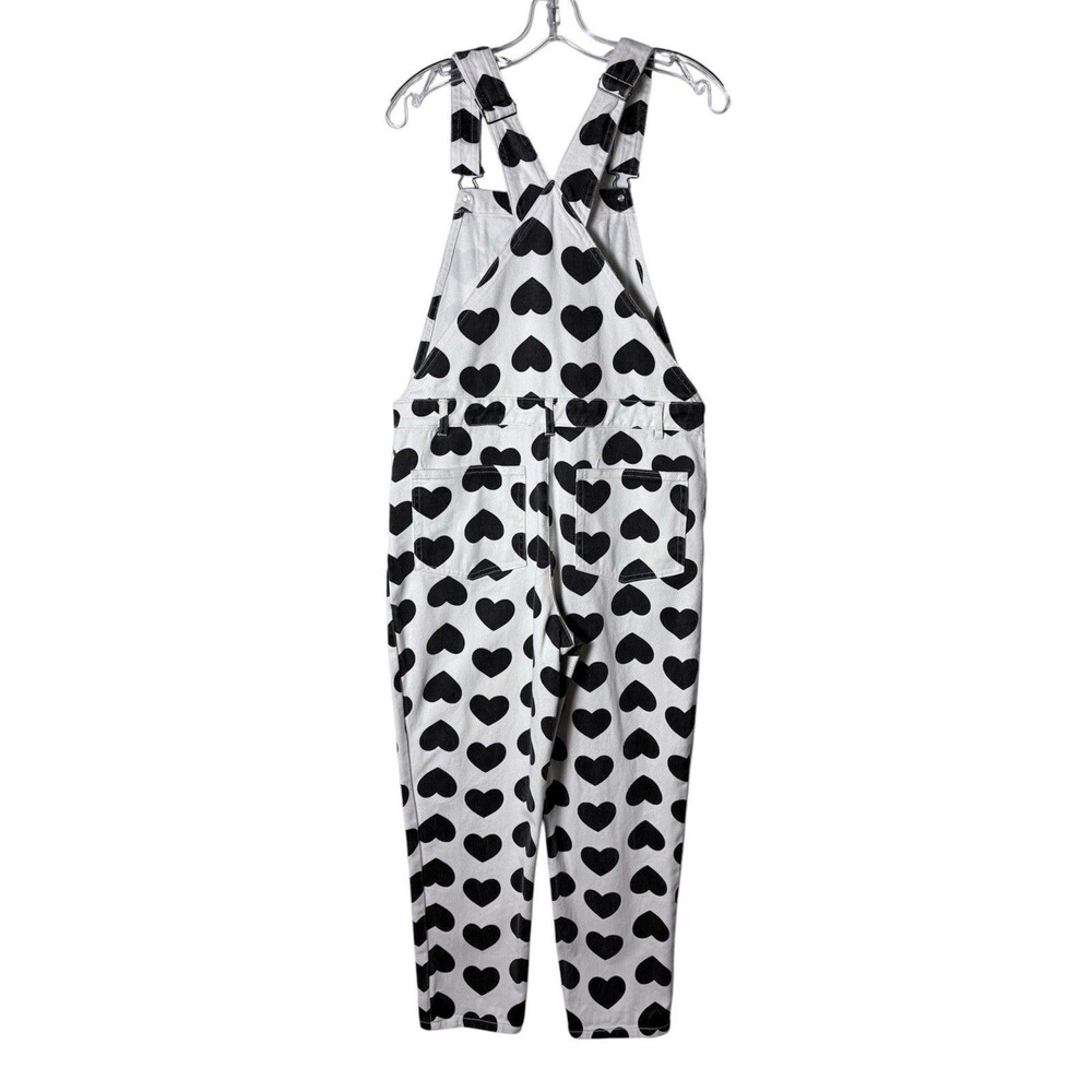 Lazy Oaf Black Heart Denim Overalls UK Size 8 US Size 4 32” Waist 25” Inseam - Picture 3 of 10